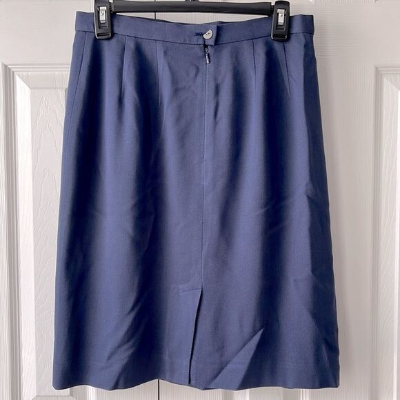 Lands’ End Women’s Silk & Wool Blend Pencil Skirt | Navy Blue | Size Petite 10 - Picture 3 of 8